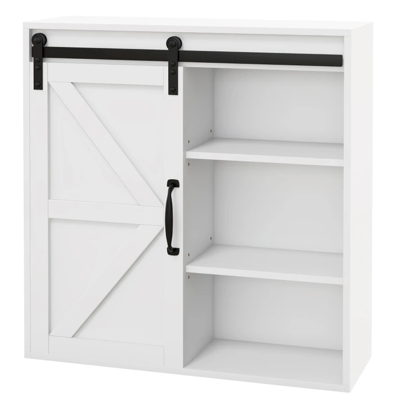 kleankin Bathroom Medicine Cabinet, Wall Cabinet with Sliding Door and Adjustable Shelf, 22.8" x 7.8" x 24.4", White