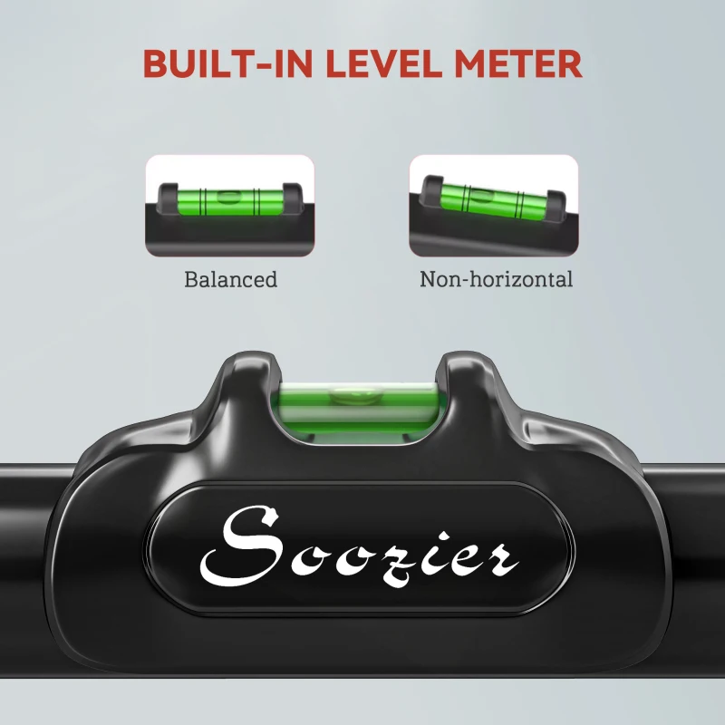 Soozier Pull Up Bar Doorway No Screws, Chin Up Bar with Level Metre, 27.6"-35.4" (70-90 cm) Width Adjustable, Max Load 440lbs