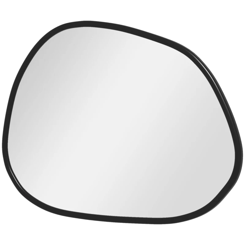 HOMCOM 27.5" x 19.5" Irregular Mirror, Decorative Vanity Mirror with Pine Wood Frame for Bathroom, Living Room, Bedroom, Black