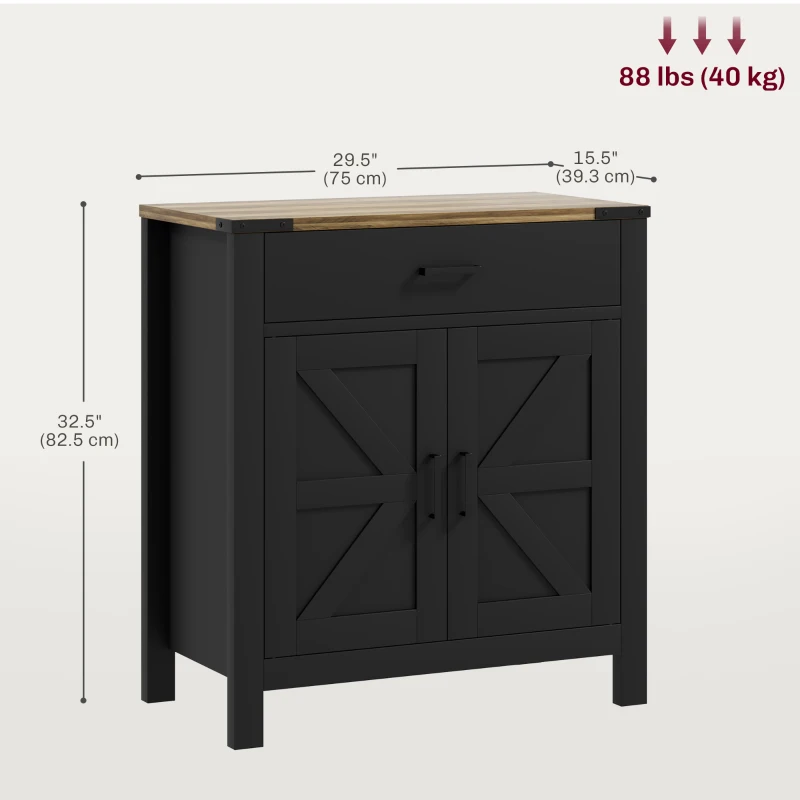 HOMCOM Sideboard Buffet Cabinet, Farmhouse Kitchen Storage Cabinet w/ Drawer and Shelf for Living Room, Entryway