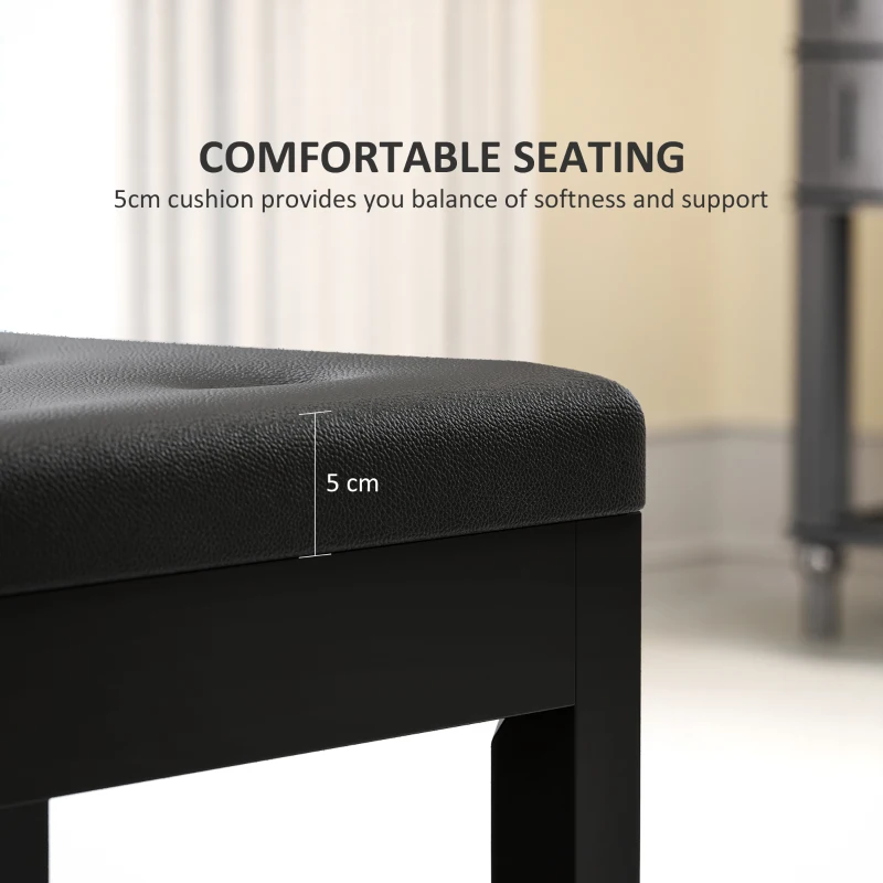 HOMCOM Faux Leather Keyboard Bench, Piano Bench with Storage and Padded Cushion, Black