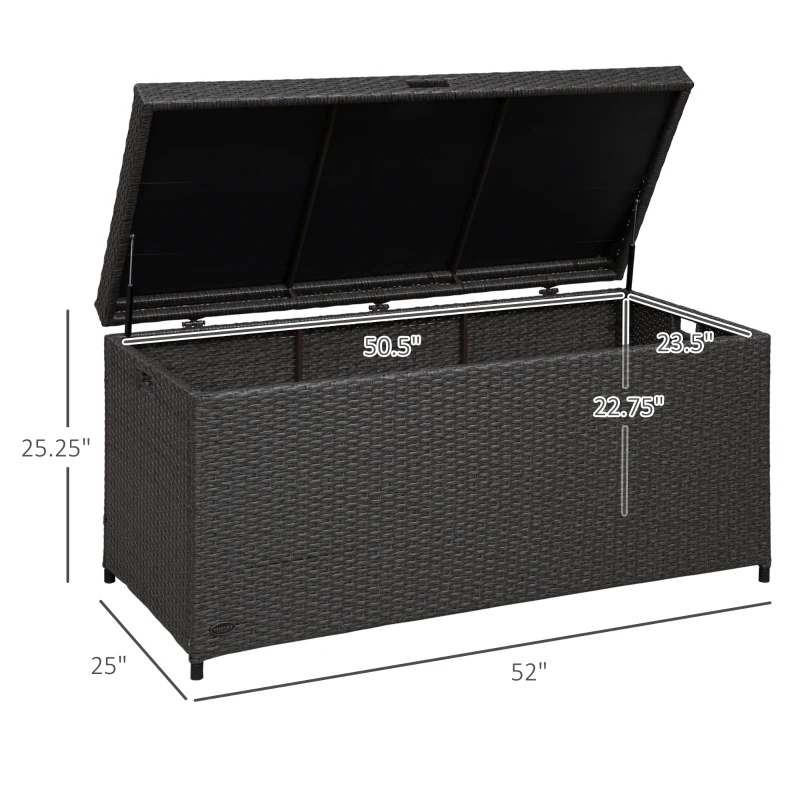 Outsunny Outdoor Storage Box with 118 Gallon Storage, Plastic Top Lid, Handles for Cushions, Pool Essentials, Garden Tools, Grey