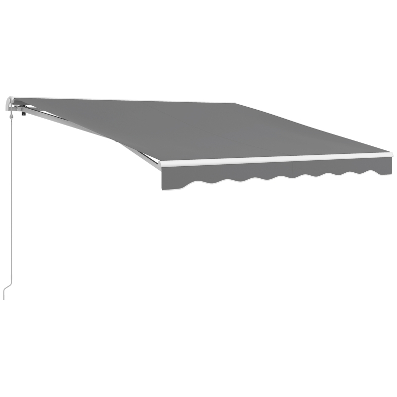 Outsunny 10'x8' Electric Retractable Awning with Remote Controller, Crank Handle, Aluminum Frame for Deck Balcony, Light Grey