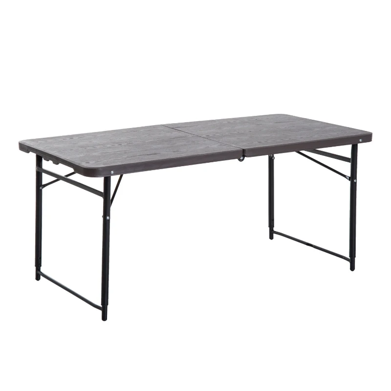 Outsunny 4ft Outdoor Folding Camping Table Height Adjustable Garden Backyards BBQ Party Picnic Table Coffee