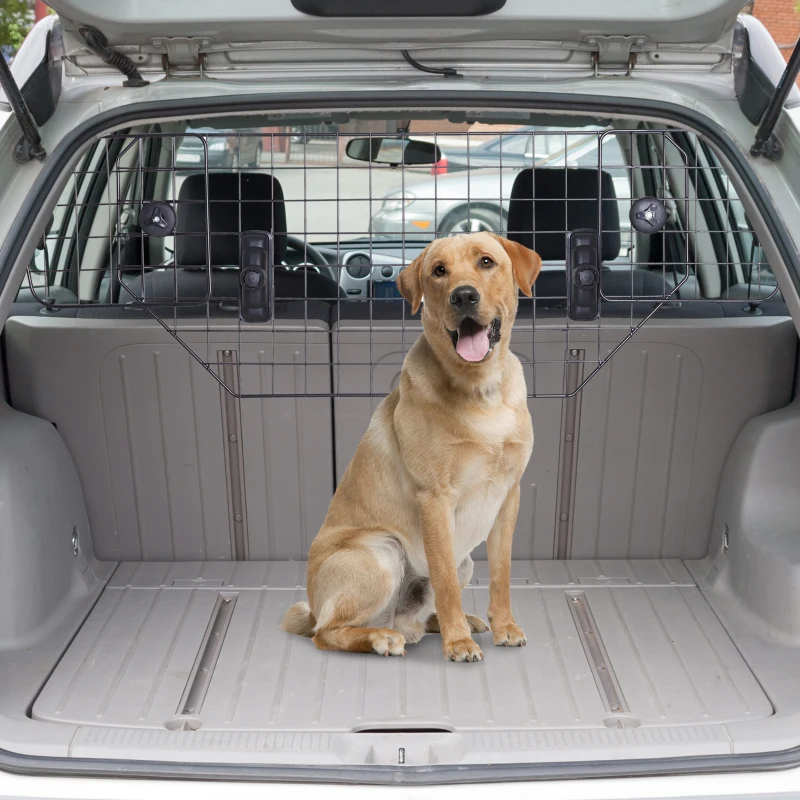 PawHut Adjustable Dog Car Barrier for SUV Vehicle Car Cargo Trunk Wire Mesh Universal Backseat Car Pet Barrier, Pet Safety