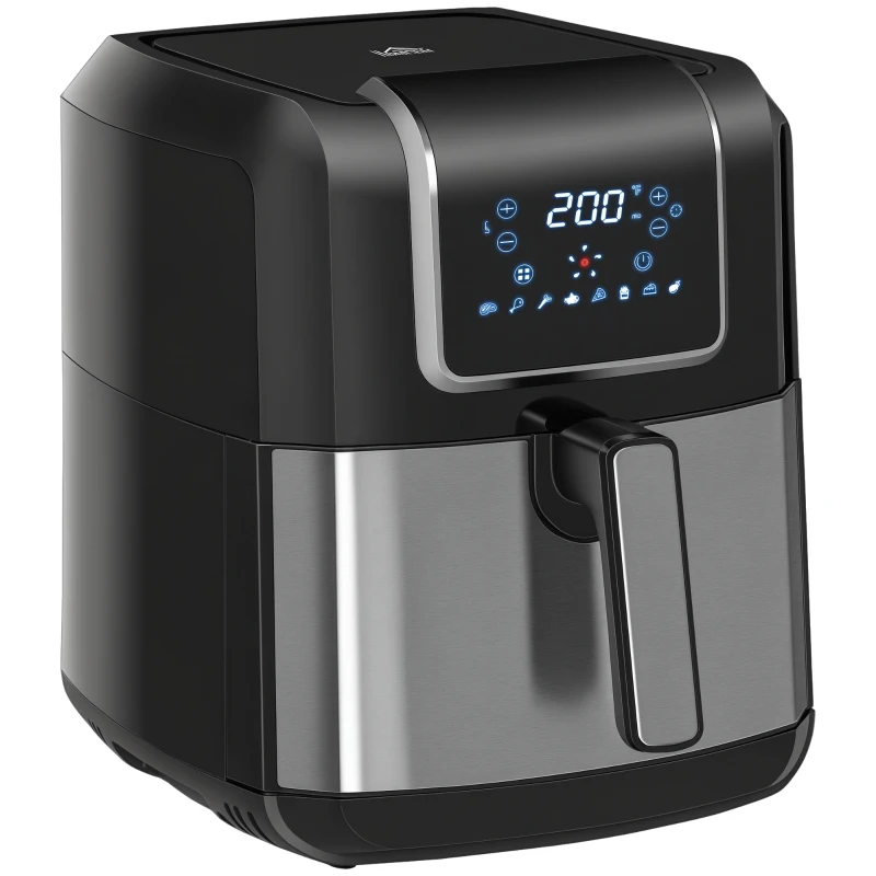 HOMCOM Air Fryer, 1700W 6.9 Quart Air Fryers Oven with Digital Display, 360° Air Circulation, Adjustable Temperature, Timer, Nonstick Basket for Oil Less or Low Fat Cooking, Black