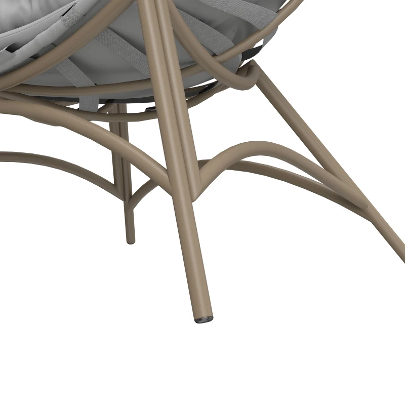 Outsunny Egg Chair, Patio Lounge Chair, Foldable Basket Chair with Large Seat Cushion, Side Pocket, Light Grey