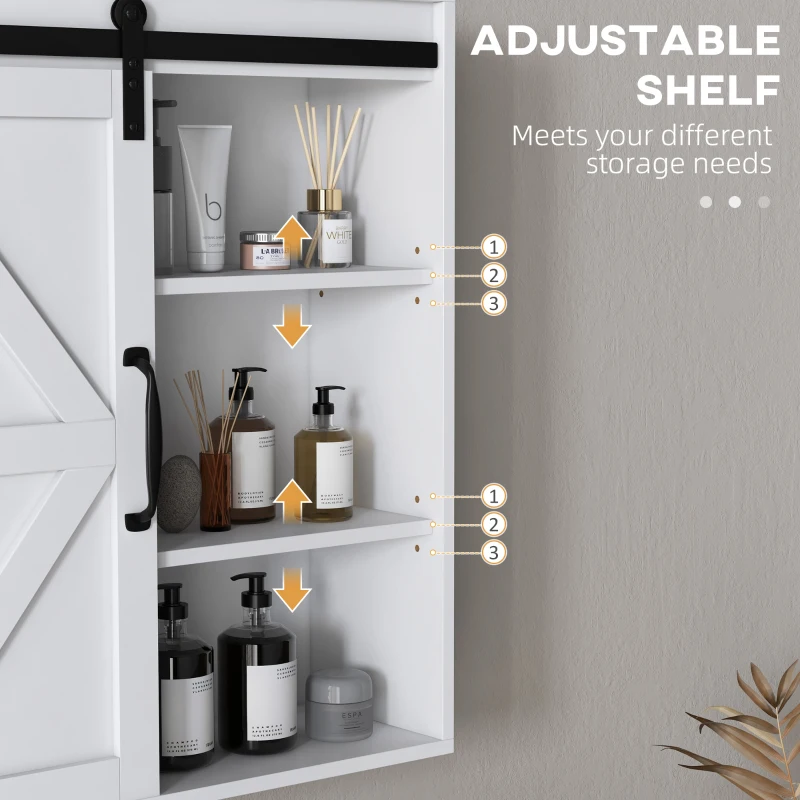 kleankin Bathroom Medicine Cabinet, Wall Cabinet with Sliding Door and Adjustable Shelf, 22.8" x 7.8" x 24.4", White