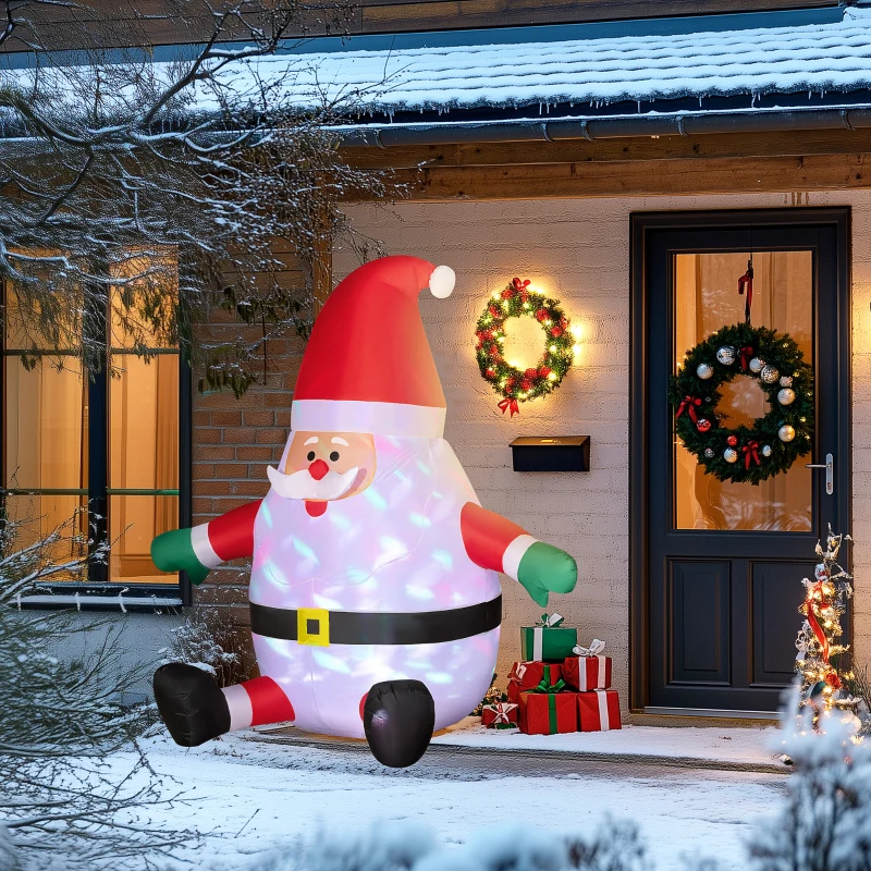 Outsunny 6' Blow-Up Outdoor Yard Display, Inflatable Christmas Santa Claus with Rotating Magic Ball Light for Garden Party