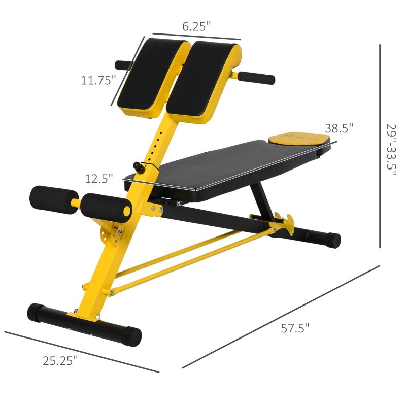 Soozier Adjustable Weight Bench Roman Chair Exercise Training Multi-Functional Hyper Extension Bench Dumbbell Bench Ab Sit up Decline Flat Black and Yellow