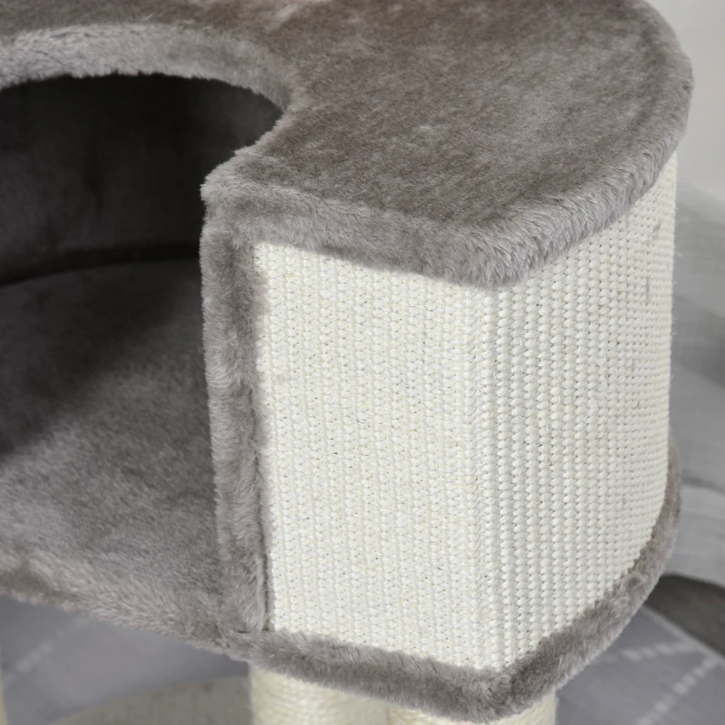 PawHut 43" Plush Cat Tree Activity Condo with Sisal Scratching Posts, Elevated Comfortable Perch, & Roomy Interior Area