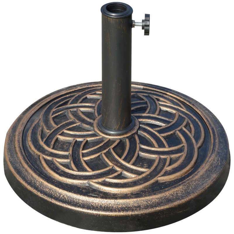 Outsunny 25 lb Heavy Duty Patio Umbrella Base, Round Market Umbrella Stand for Outdoor, Deck, Backyard, Garden, Bronze
