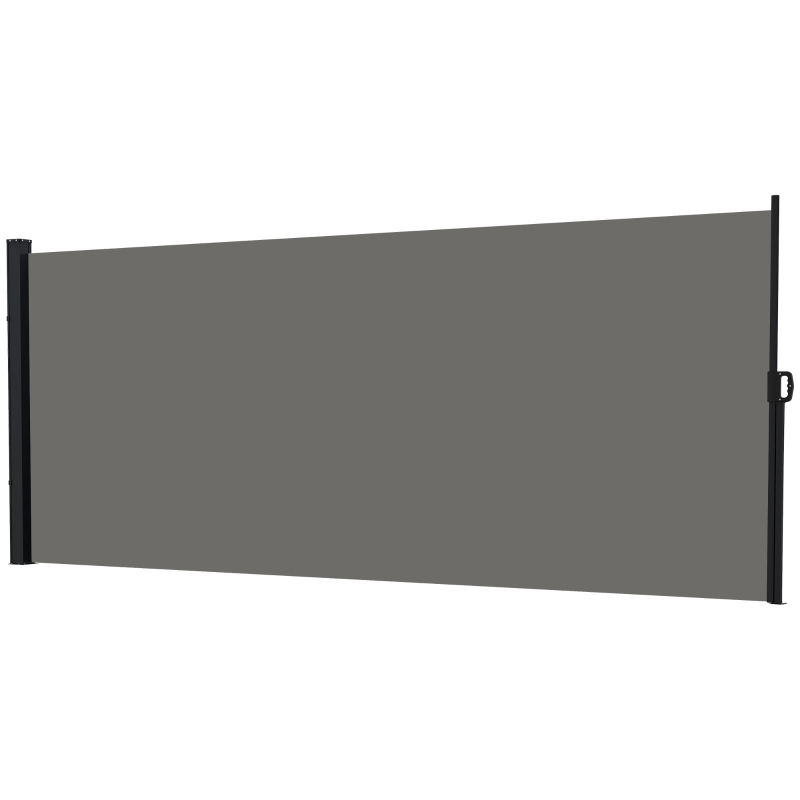 Outsunny 13' x 6' Retractable Side Awning, Outdoor Privacy Screen for Garden, Hot Tub, Balcony, Terrace, Pool, Dark Grey