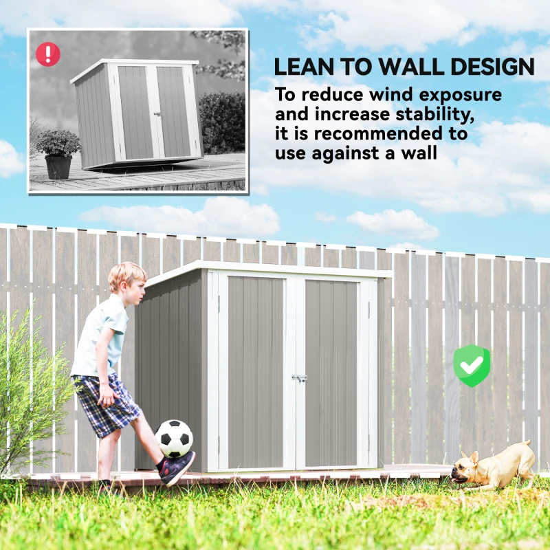Outsunny 5' x 3' Metal Garden Storage Shed, Tool House with Double Doors for Backyard, Patio, Lawn