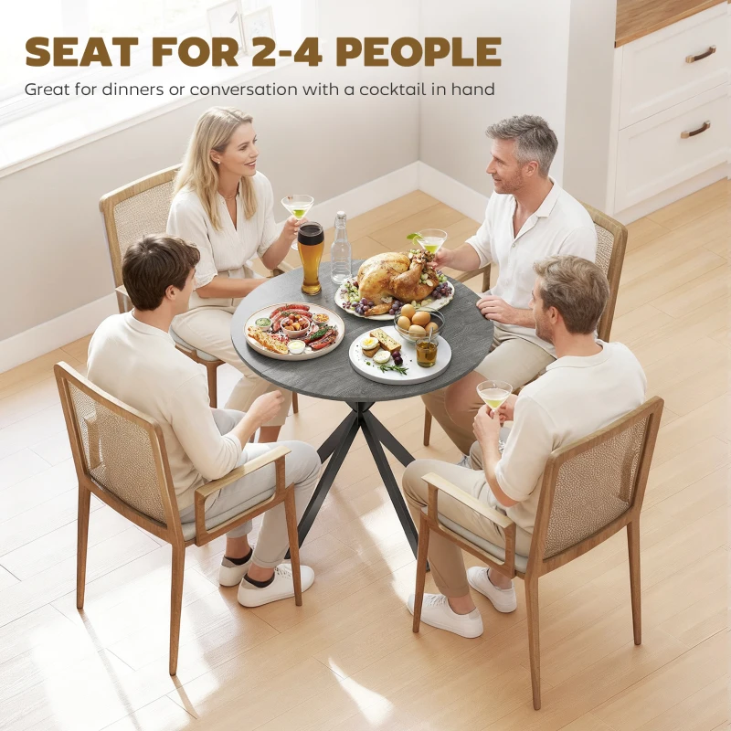 HOMCOM 31.5" Industrial Round Dining Table - Distressed Grey