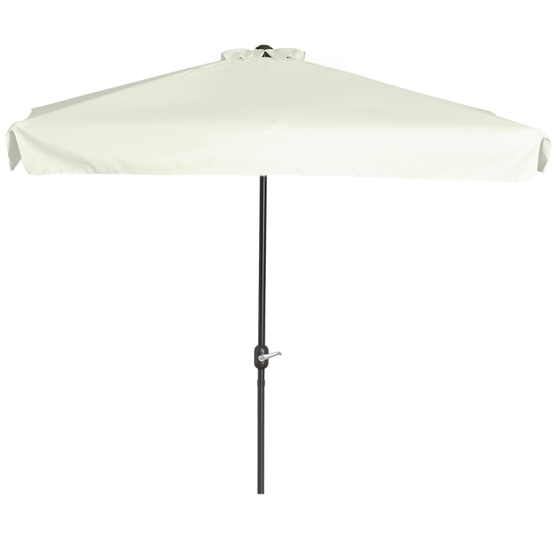 Outsunny 7.5ft Half Umbrella Semi Patio Parasol with Crank Handle, Top Vent for Garden, Balcony- NO BASE INCLUDED, Cream