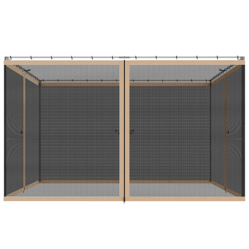 Outsunny Replacement Mosquito Netting for Gazebo 10' x 12' Black Screen Walls for Canopy with Zippers, Beige