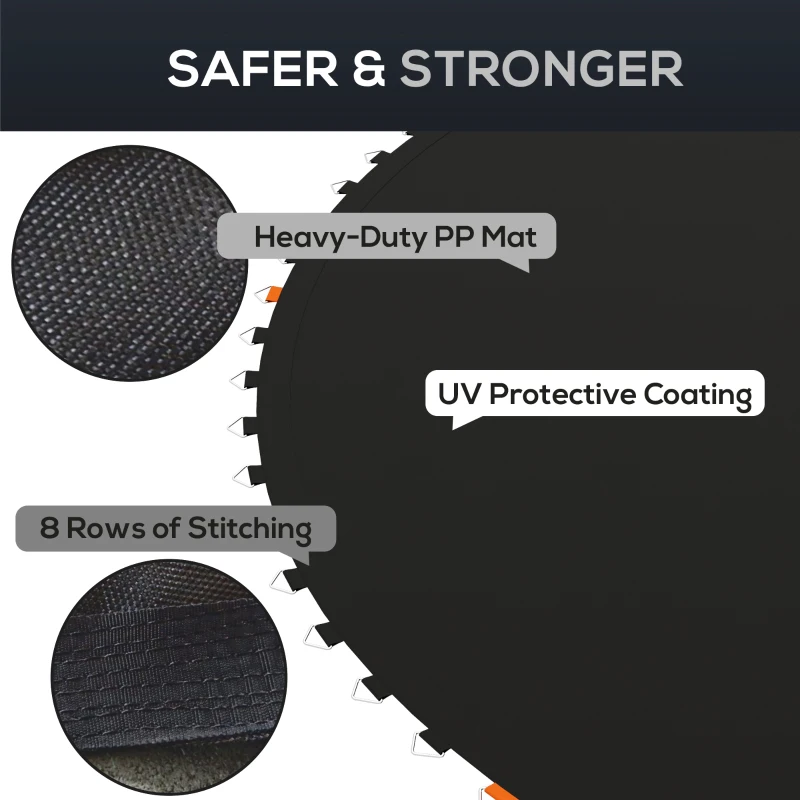 Soozier Trampoline Mat Replacement with Spring Pull Tool and 72 V-Hooks, Fits 12ft Trampoline, Using 5.5" Springs, Black