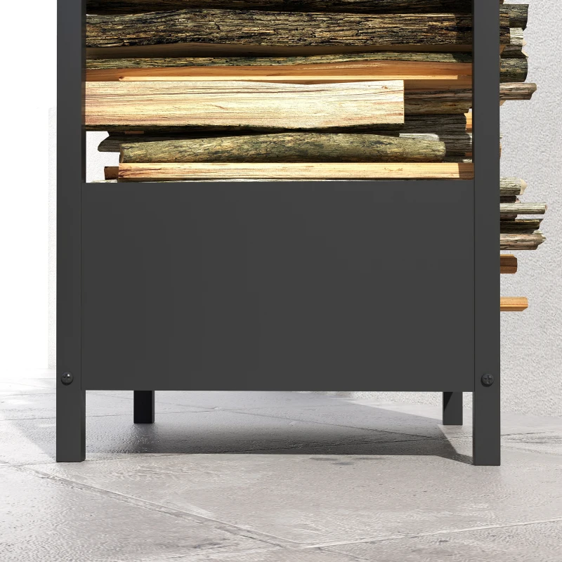 Outsunny Firewood Rack, Log Holder for Fireplace, Outdoor Indoor Wood Storage Stacker, 15.4" x 13.8" x 29.9", Black
