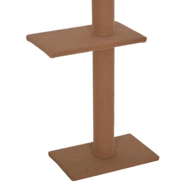 PawHut Floor-to-Ceiling Cat Tree Cat Climbing Tower with Sisal-Covered Scratching Posts Natural Cat Tree Activity Center for Kittens Cat Tower Furniture, Brown