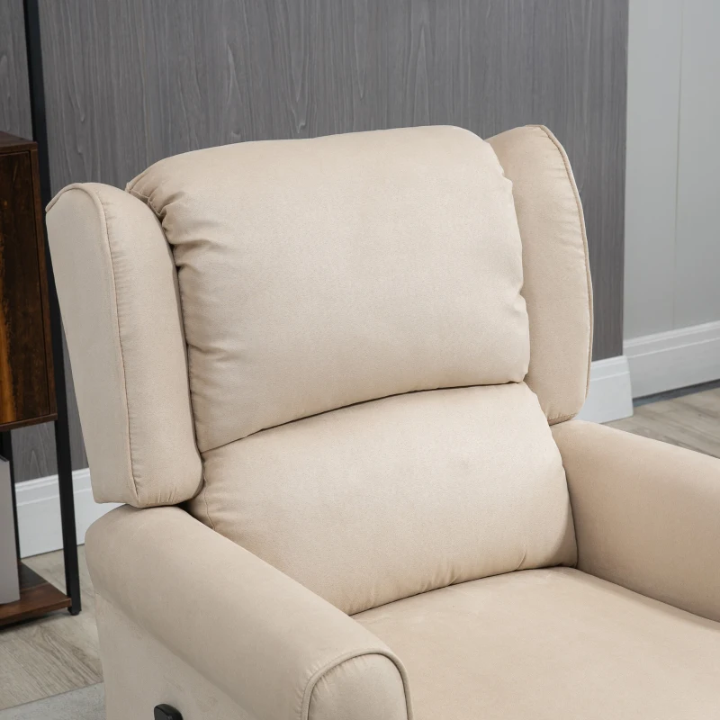 HOMCOM Massage Recliner Chair for Living Room, Push Back Recliner Sofa, Suede Wingback Reclining Chair with Extendable Footrest, Wood Legs, Remote Control, Side Pockets, Beige