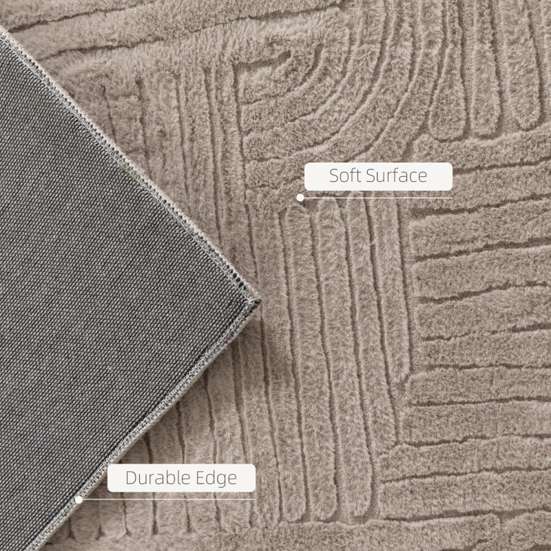 HOMCOM 7.5x9.5 Area Rug, Luxurious Faux Fur Rug, Non-Slip Floor Carpet for Living Room, Bedroom, Dining Room, Tan