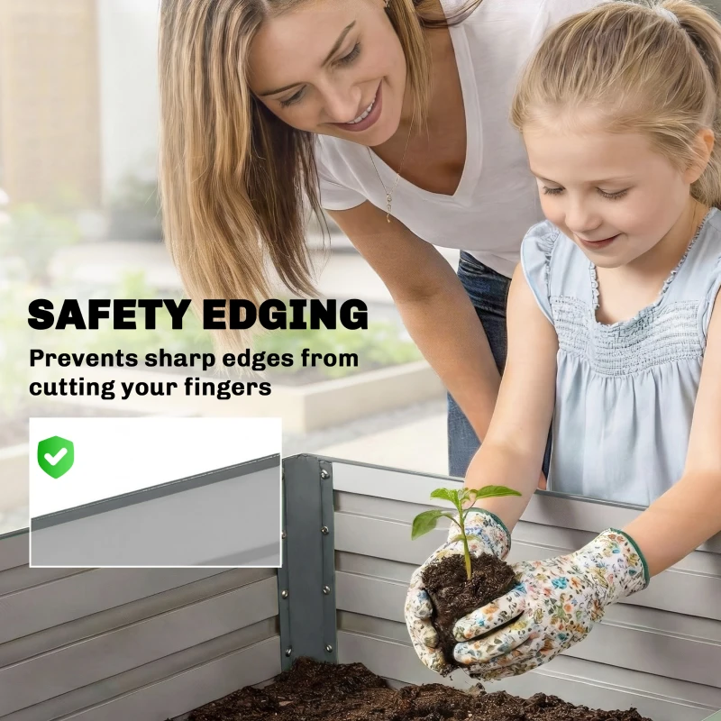 Outsunny 8' x 4' x 2' Raised Garden Bed, Galvanized Planter Box for Growing Flowers, Herbs and Vegetables, Light Grey