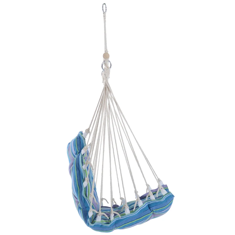 Outsunny Portable Hanging Woven Hammock Seat Rope Swing Chair Sleeping Bed for Outdoor Garden Yard Camping Blue