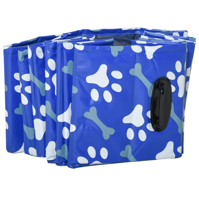 PawHut Foldable Pet Swimming Pool, Portable Dog Bathing Tub, 12" x 55" Plastic Large Dog Pool for Outdoor Dogs and Cats, Blue