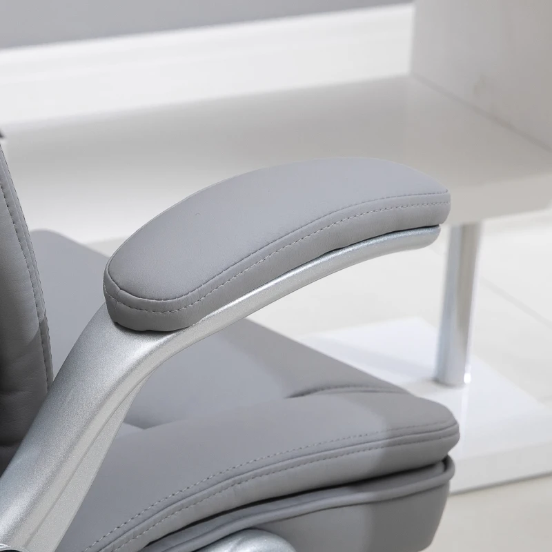 Vinsetto High-Back Office Chair Executive Swivel Computer Desk Chair, with PU Leather, Flip-up Armrest, Grey