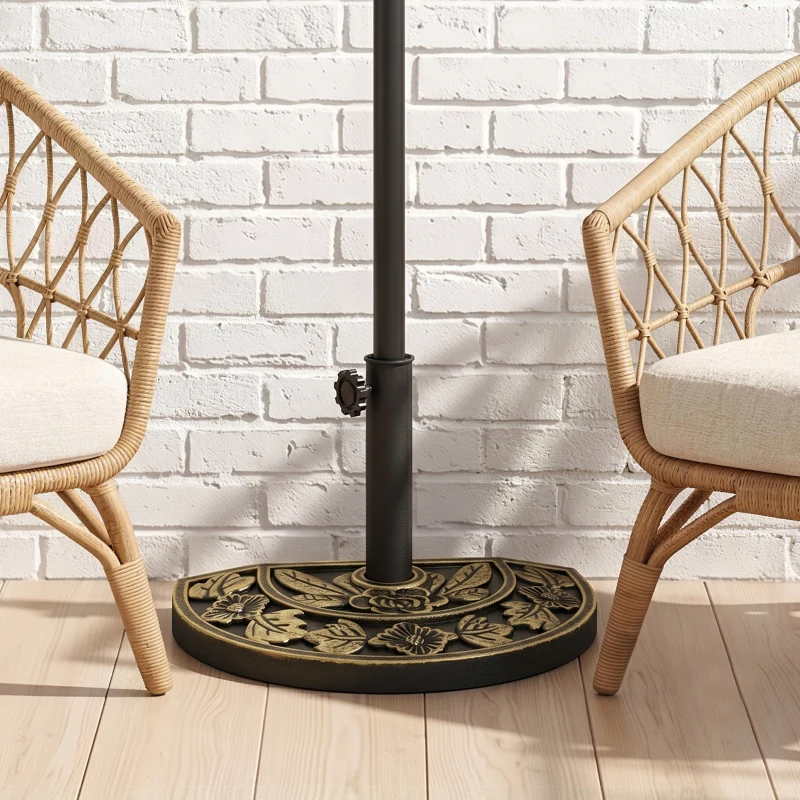 Outsunny 20 lbs Resin Half Round Patio Umbrella Base 20" Outdoor Decorative Parasol Stand Holder For Φ1.5", Φ1.9" Pole, Bronze
