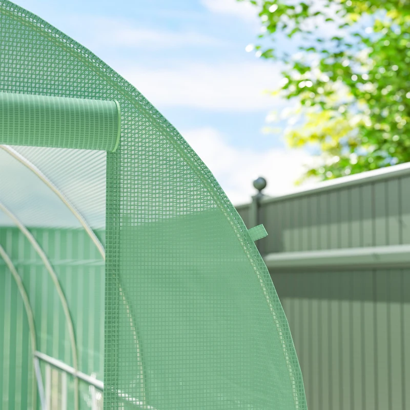 Outsunny 11.5' x 6.6' x 6.6' Walk-in Tunnel Greenhouse Garden Plant Seed Growing Warm House Outdoor Hot House w/ Roll Up Door, Windows, PE Cover Green