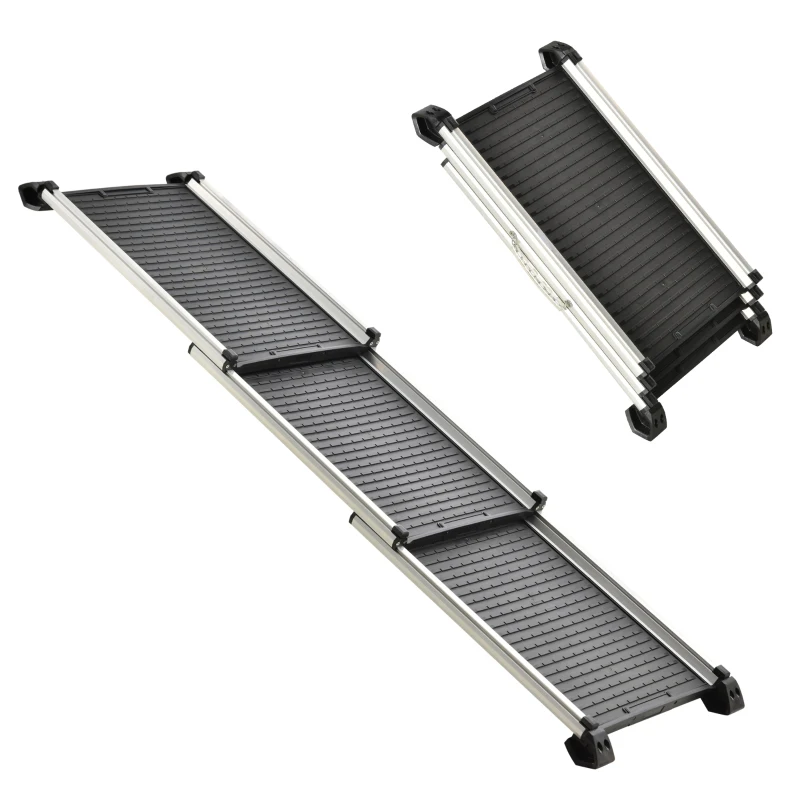 PawHut 28" - 62.5" Telescoping Dog & Pet Ramp with Lightweight Aluminum Design & Anti-Skid Surface for Elderly Pets