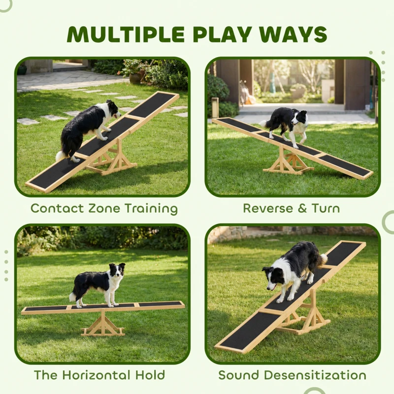 PawHut Wooden Dog Agility Seesaw for Training and Exercise, Yellow