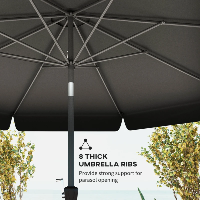 Outsunny 8.5 ft Outdoor Market Table Umbrella, Round Patio Umbrella with Tilt and Crank for Garden, Backyard, Deck, Black