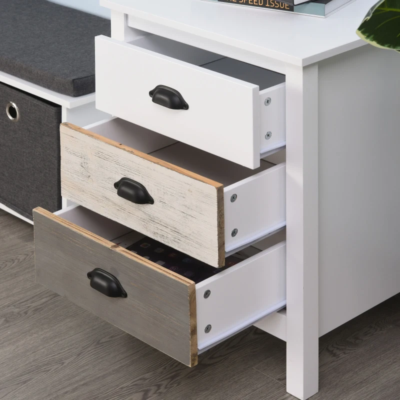 HOMCOM Accent Table Storage Cabinet with 3 Drawers Wooden Bedside Table Night Stand, Home Furniture