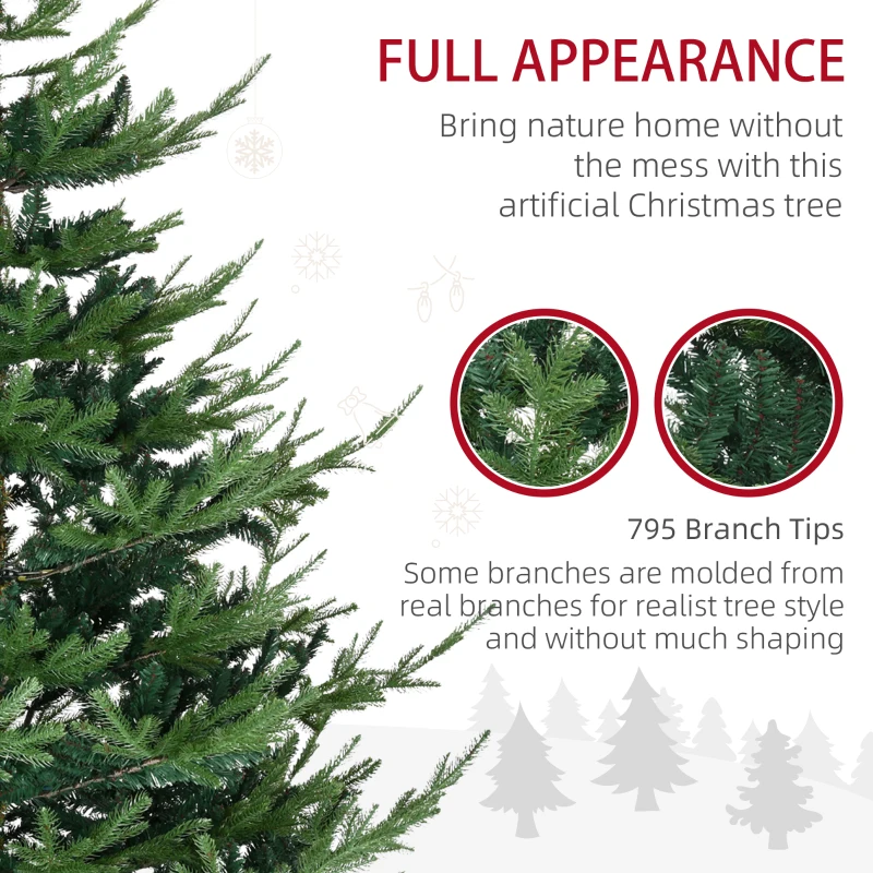 HOMCOM 6ft Artificial Christmas Tree with Metal Base, Xmas Tree