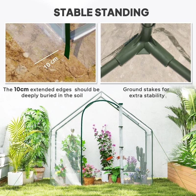 Outsunny 6'x3.3'x5.5' Walk-in Garden Greenhouse with Door and Window, Portable Mini Greenhouse for Plants Flowers Herbs, Steel Outdoor Hot House Growing Tent, Clear Plastic Cover