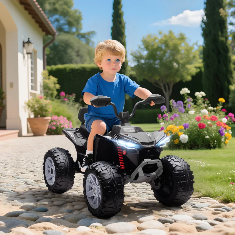 Qaba 2-Seater All-Terrain 4 Wheeler, 24V Kids ATV Ride-On, Electric Quad Car with Dual Motor, for Boys and Girls, Black