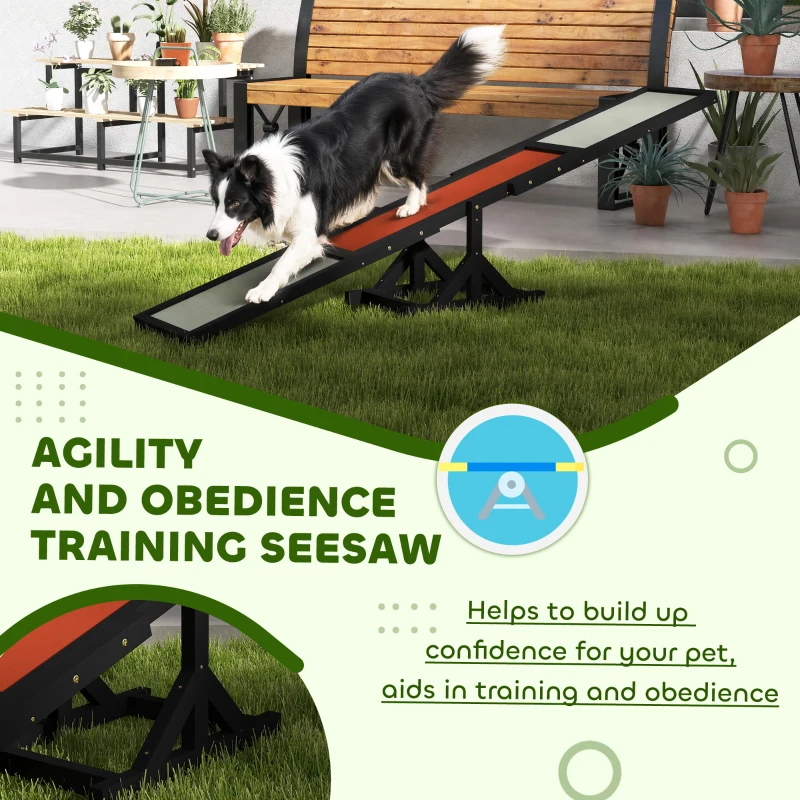 PawHut Wooden Dog Agility Seesaw for Training and Exercise, Black