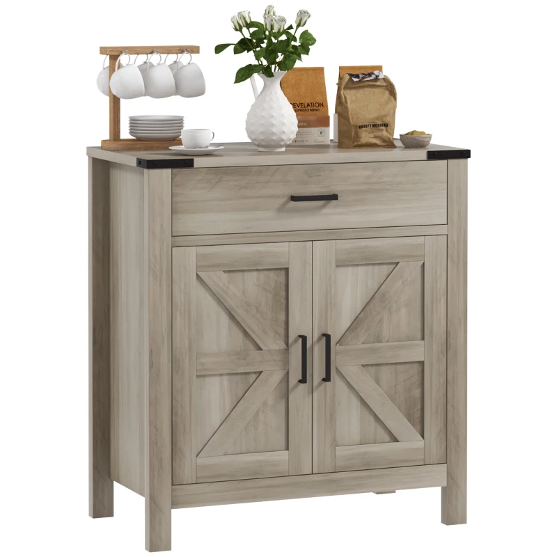 HOMCOM Sideboard Buffet Cabinet, Farmhouse Kitchen Storage Cabinet w/ Drawer and Shelf for Living Room, Entryway