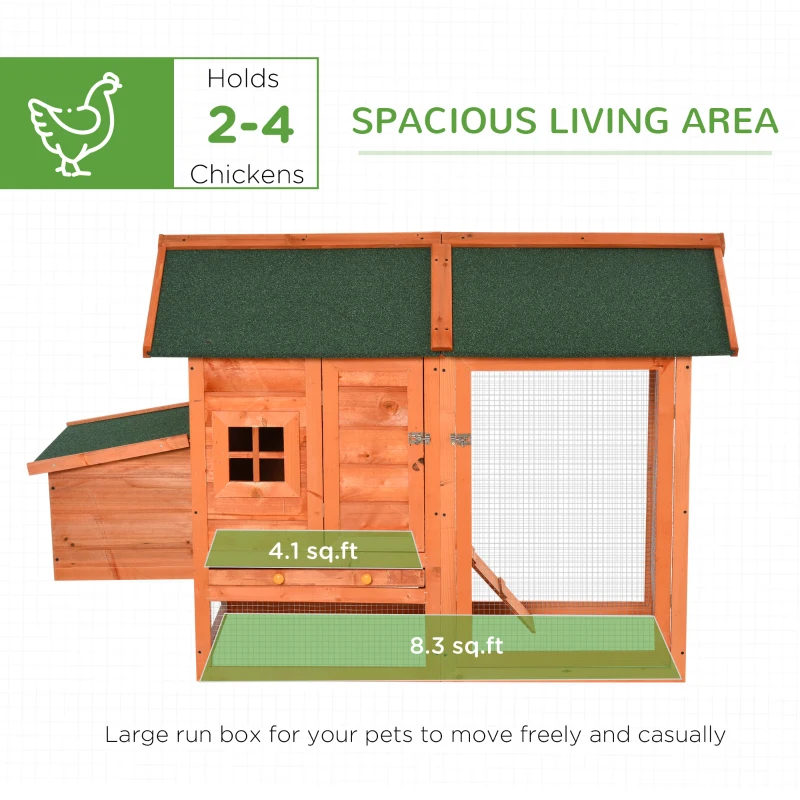 PawHut 67" Wooden Chicken Coop Outdoor Chicken House Small Animal Rabbit Habitat Hen House Poultry Cage with Removable Tray Openable Nesting Box Backyard