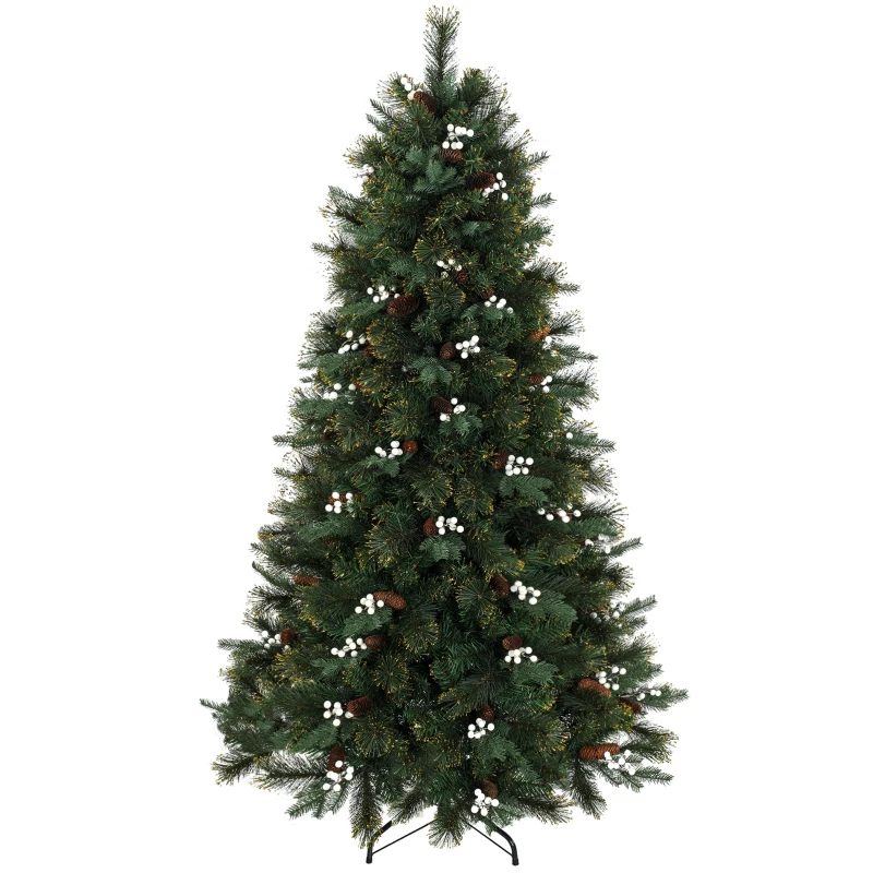 HOMCOM 6ft Christmas Tree with 716 Branch Tips, Easy-Assembly Hinged Design, Artificial Fir Xmas Tree for Home Office Holiday