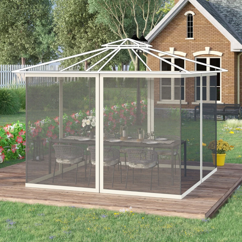 Outsunny Replacement Mosquito Netting for Gazebo 10' x 13' Black Screen Walls for Canopy with Zippers