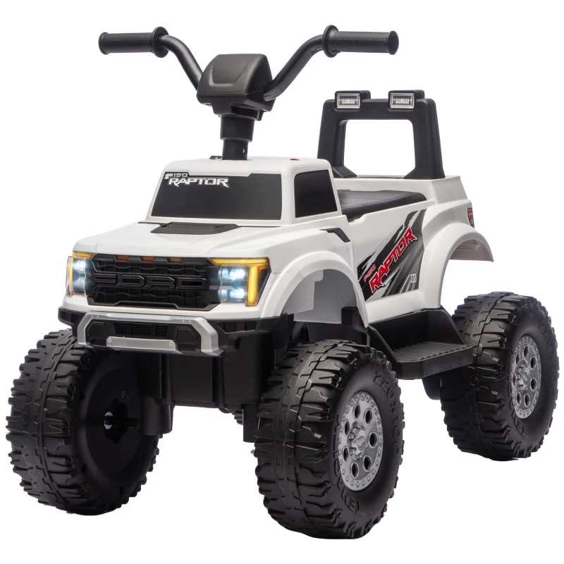 Qaba 12V Kids Ride on Truck Car, Licensed Ford F-150 Electric Car for Kids with Headlight, Horn, for Ages 2-5, White