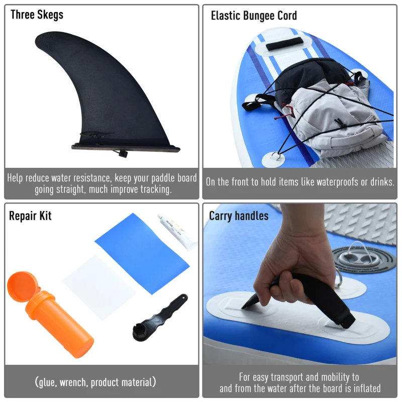 Soozier Inflatable Paddle Board, 120'' x 30" x 6" Stand Up Paddle Board Lightweight & Foldable w/ ISUP Accessories & Carry Bag, Aluminum Paddle, Fix Accessories Set, Air Pump, Leash