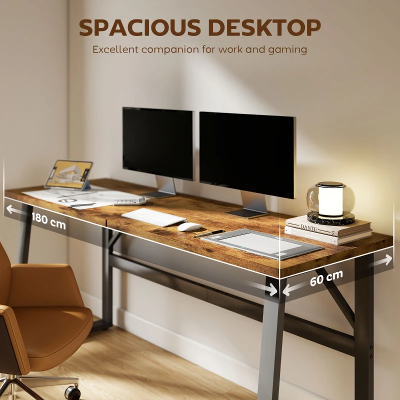 HOMCOM 71 Inch Computer Desk, Home Office Desk, Simple Study Writing Table with Adjustable Feet, Modern Style, Brown