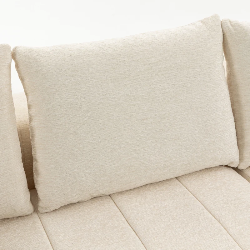 HOMCOM 101" Modular Sectional Sofa with Chaise, Chenille Boneless Cloud Sofa Bed, 3 Seater L-Shaped Couch, No Assembly, Beige