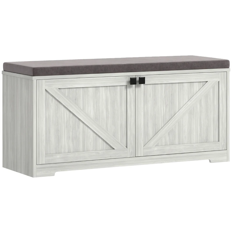 HOMCOM Shoe Storage Bench with Padded Seat, Entryway Bench Holds up to 352 lb, Shoe Organizer, 8 Pairs, Light Grey