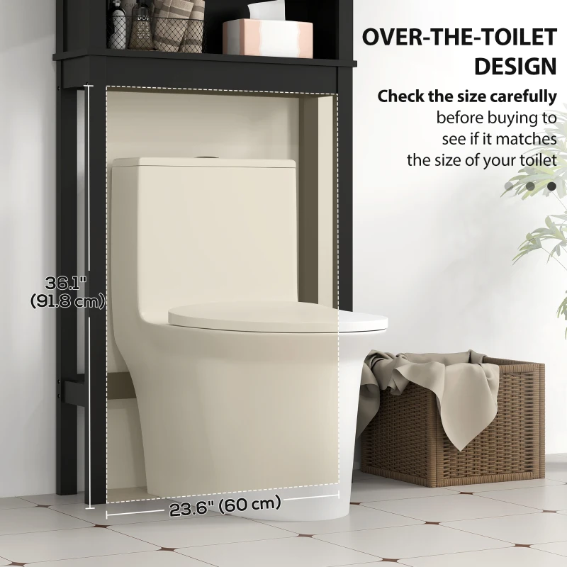 HOMCOM 3-Tier Over Toilet Storage Unit Washing Machine Cabinet Dryer Cabinet with Adjustable Shelf for Bathroom, Laundry